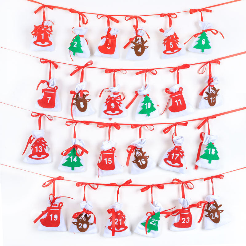 Holiday countdown calendar bags for Christmas celebration