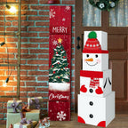 Four-piece paper decorative box set featuring snowman design for holiday celebrations