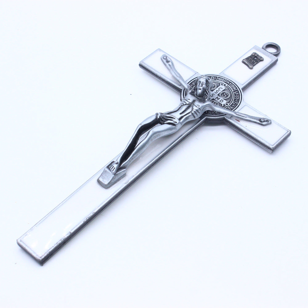 Zinc alloy crucifix ornament displayed on wall