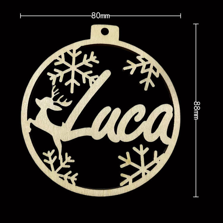 Rust natural wooden Christmas pendant for holiday tree display