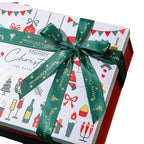 Sturdy paper Christmas gift box featuring festive Santa Claus imagery in white