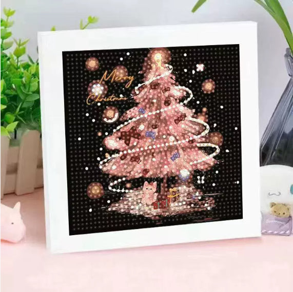 Frameless cotton canvas Christmas tree diamond painting kit
