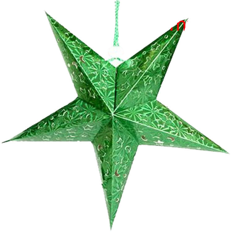 Set of laser cardboard star ornaments in multiple festive colors