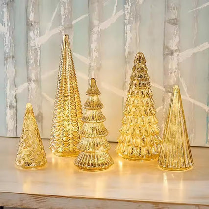 Modern art style glazed Christmas ornament with reflective finish