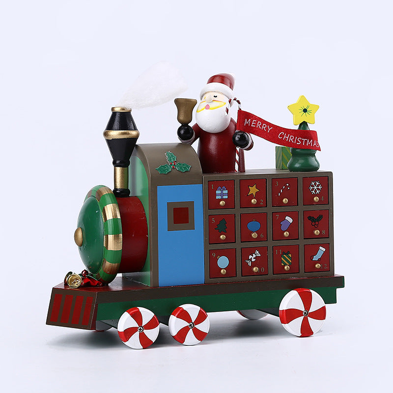 Handmade wooden Christmas window decorations featuring festive village designs for your holiday home display Main image