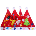 Child wearing festive red Christmas hat at holiday party