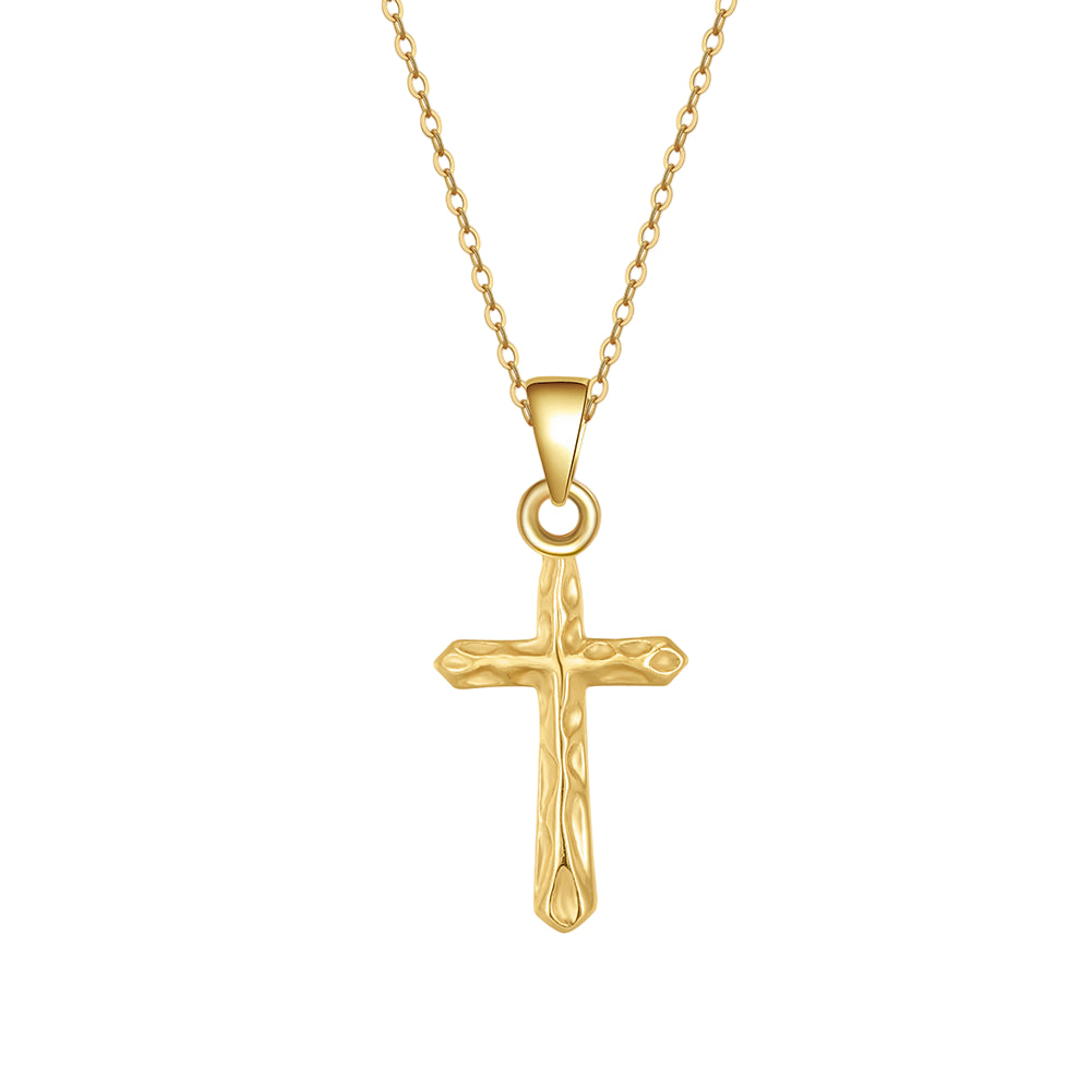 Faith-inspired gold cross pendant on intricately linked chain for special occasions