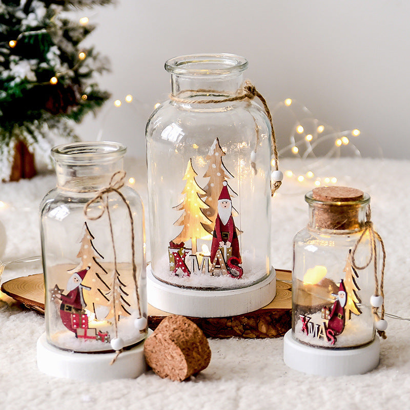 Nordic Christmas snow bottle ornament on festive table