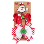 Rowan ribbon Christmas bow barrettes with decorative holiday details