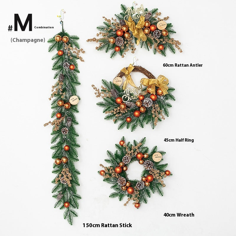 Upside down Christmas wreath with decorative horn details