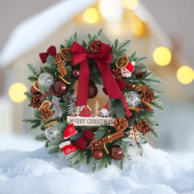 Festive Christmas Wreath with Bow and Pine Cones - Holiday Home Decor Secondary image
