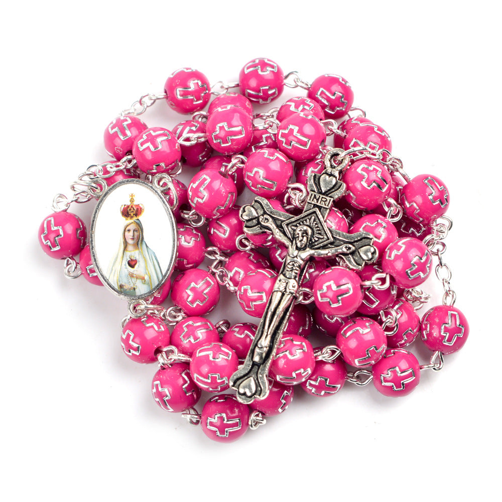 Acrylic religious necklace with Fatima design for faith and devotion