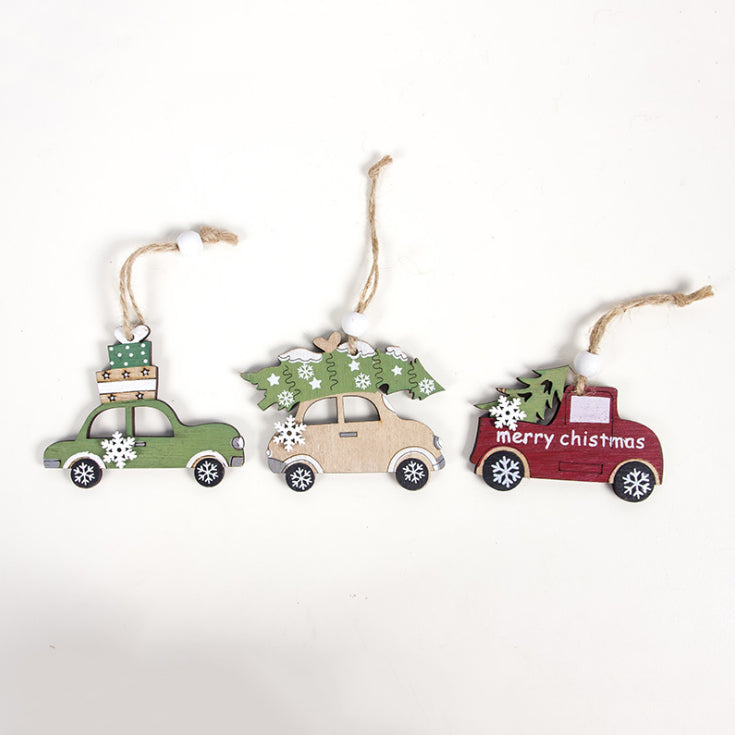 Creative wooden hanging ornament for holiday tree display