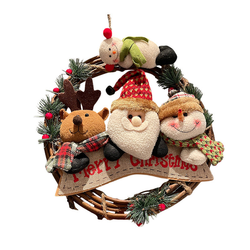 Rattan Christmas vine ring pendant showcasing festive holiday charm Main image