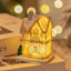 White resin miniature house Christmas decoration with clean classic lines