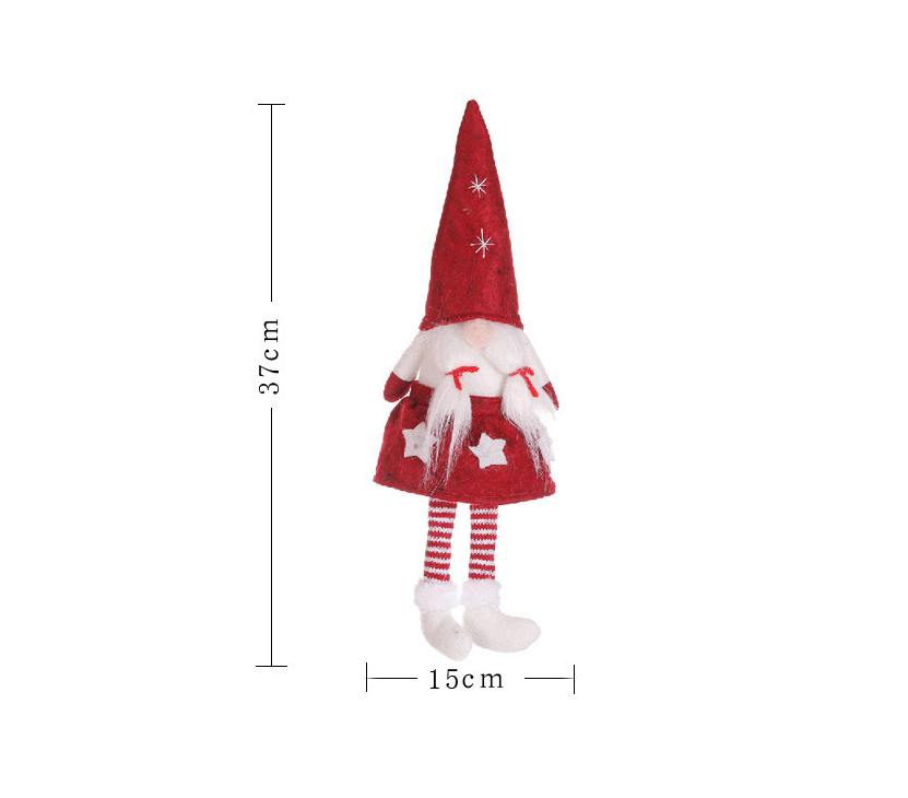 Festive Christmas cloth figurine with weighted base in gray hat style