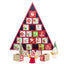 Wooden Christmas advent calendar with red and green compartments counting down the days to Christmas