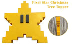 Unique pixelated yellow star foam ornament adding creative flair to Christmas decor