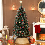 Christmas tree collar in natural tones beside wrapped presents under decorated tree