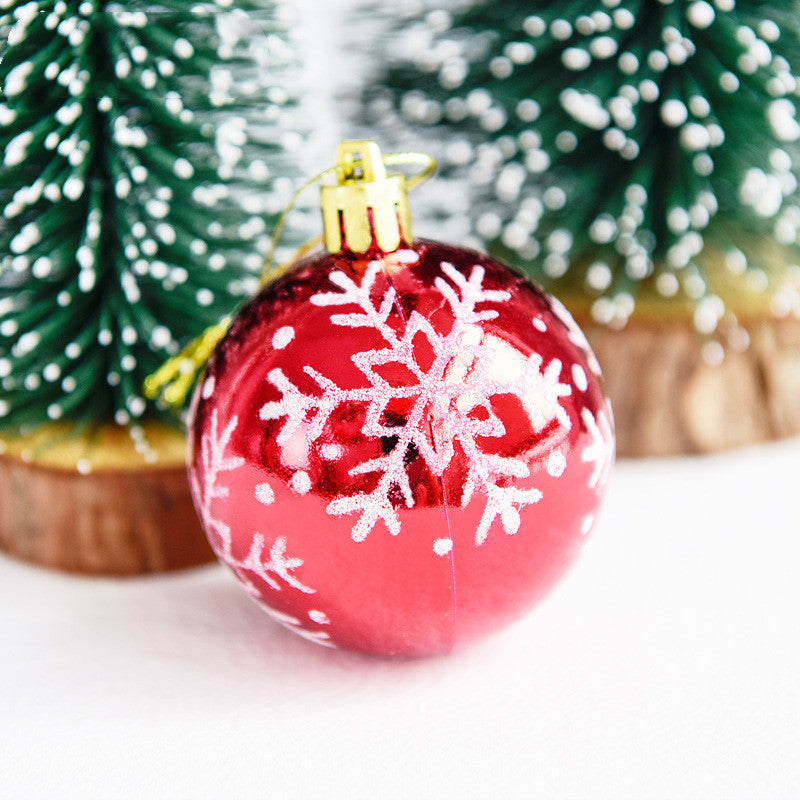Festive Christmas ornament ball set of six with snowflake design for holiday gifting
