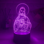 Mary and Jesus laser-engraved acrylic panel detail closeup