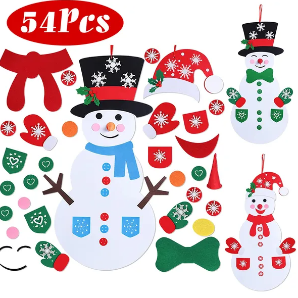 Felt snowman set packaged and ready for gifting