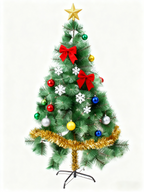 Green pine pencil Christmas tree standing 180cm tall with realistic PVC needles for holiday decorating