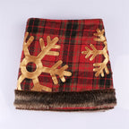 Festive Christmas tree skirt ready to frame a decorated holiday tree