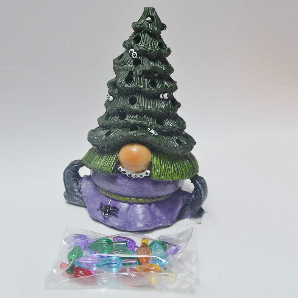 Decorative resin Christmas tree ornament with built-in illumination