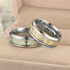 Luminous Jesus ring with glowing cross design in steel brass