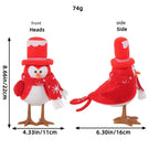 Red top hat Christmas bird ornament for holiday table display