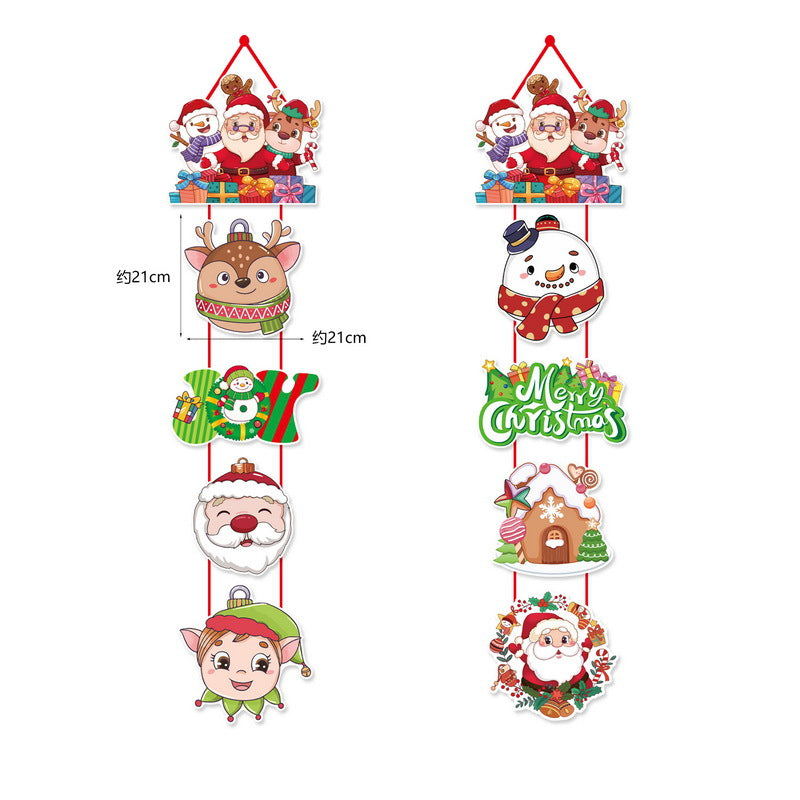 Christmas scene layout paper curtain for doorway decoration