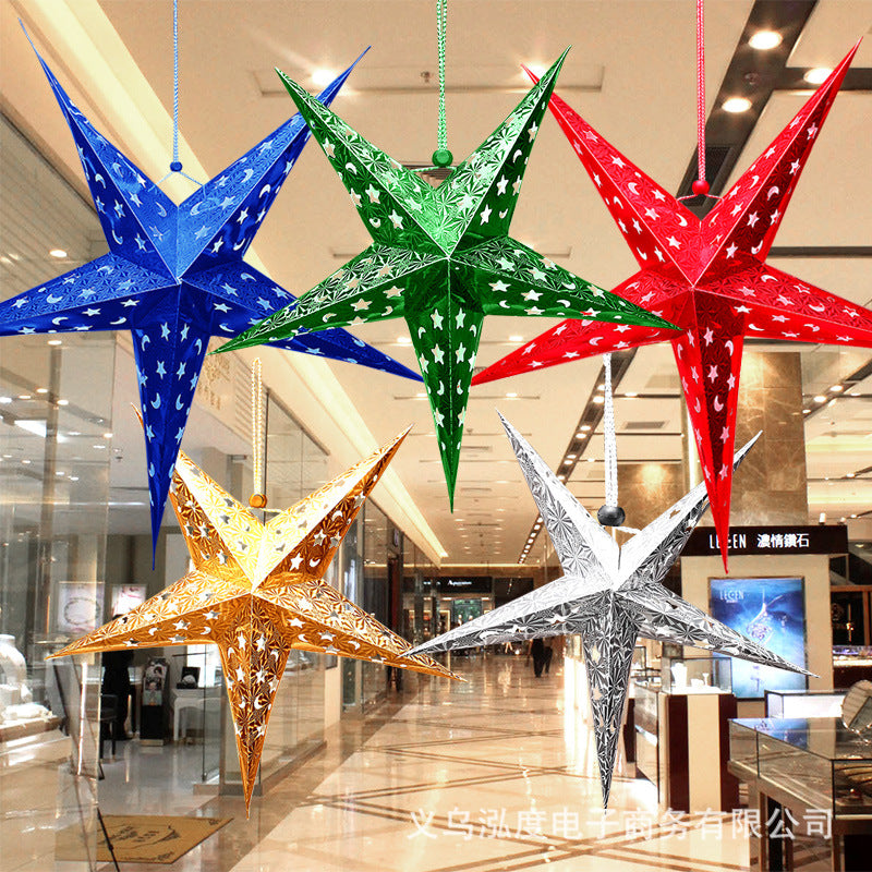 Silver five-pointed star ornament for Christian holiday celebration