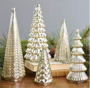 Gold-toned glazed Christmas tree ornament for festive holiday display