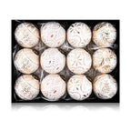 Christmas ball ornaments arranged to show classical vintage aesthetic