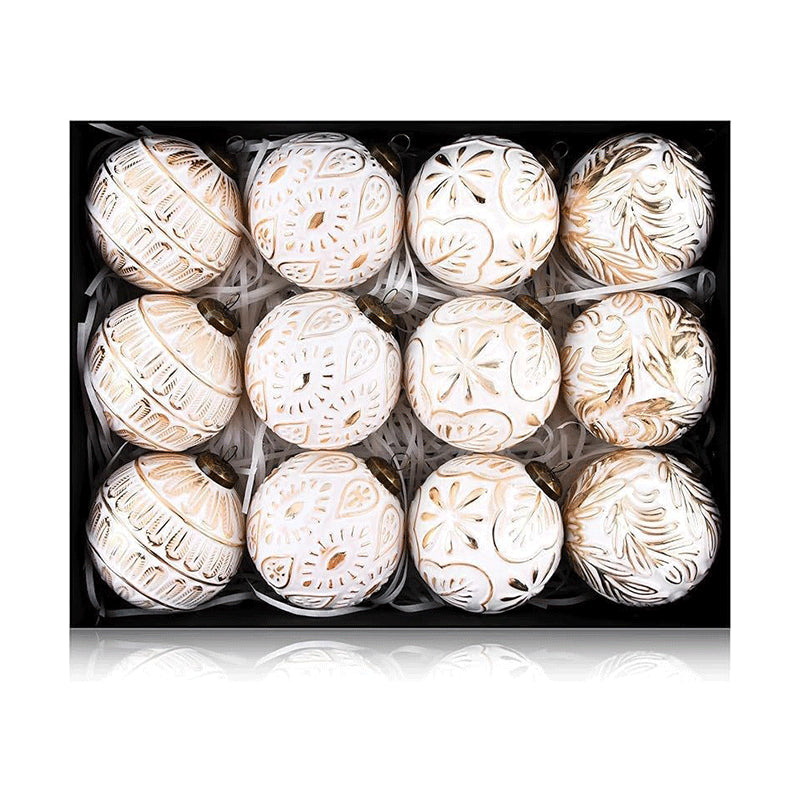 Christmas ball ornaments arranged to show classical vintage aesthetic