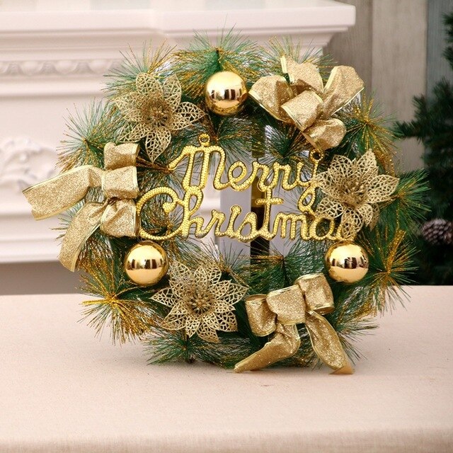 Gold and red Christmas ornament garland with foam accents for seasonal decorating