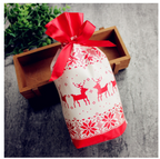 Stack of Christmas drawstring gift bags showing quantity