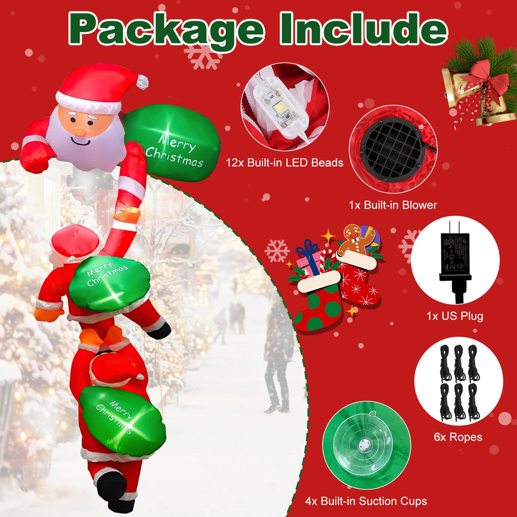 Christmas holiday decoration set including ropes and suction cups accessories