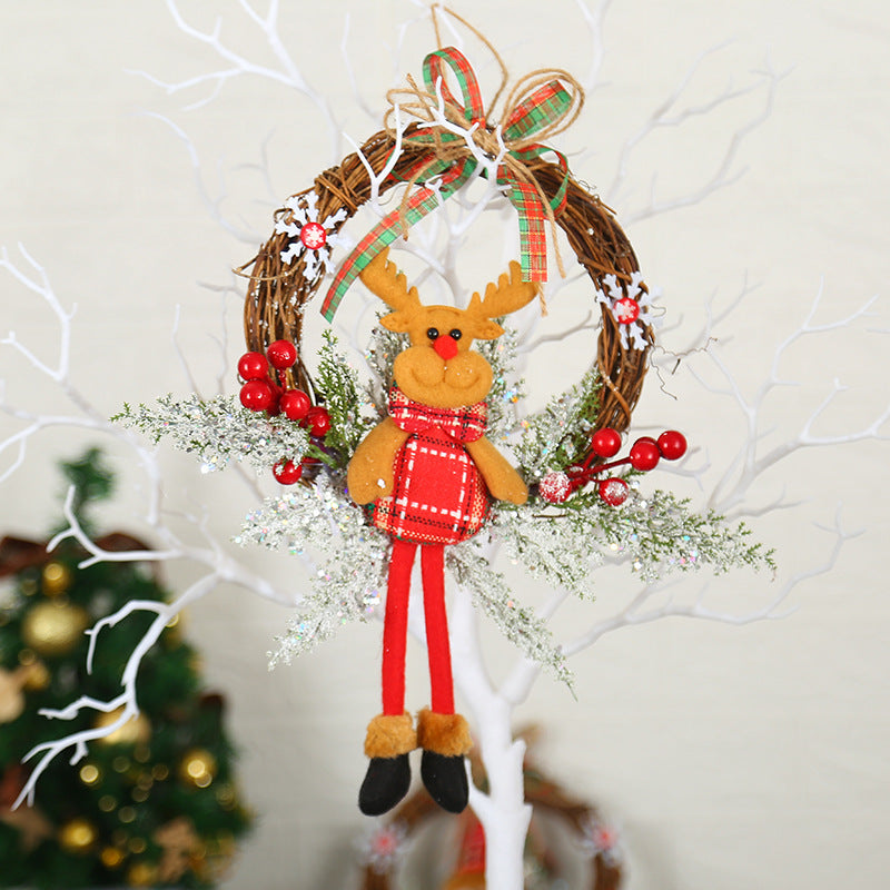 Christmas wreath with ornamental elements for door or window use