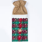Cloth wine bottle bag with holiday motifs for Christmas dinner table decor