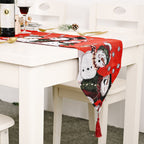 Cotton and linen table runner featuring a charming snowman embroidered design