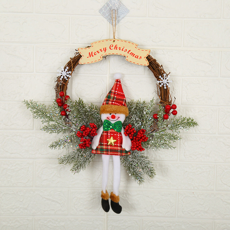 Festive Christmas wreath decoration for window display with holiday colors