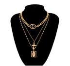 Vintage embossed Jesus necklace complete product view