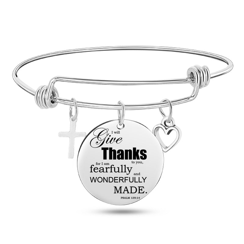 Scripture Stainless Steel Bangle Bracelet - Christian Jewelry