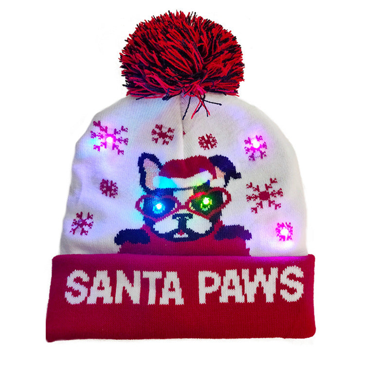 Set of Christmas hats with LED light up designs
