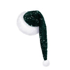 Festive sequin cap detail showing shimmering Christmas fabric texture