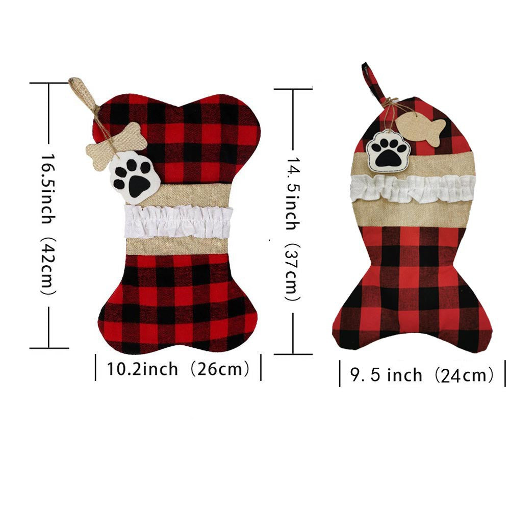 Holiday Christmas socks gift bag with decorative bone design