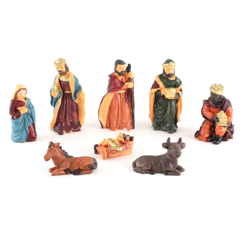 Full 8-piece nativity scene with shepherd figures included