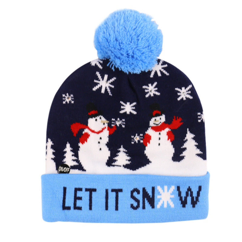 Cozy knitted Christmas hat with twinkling lights